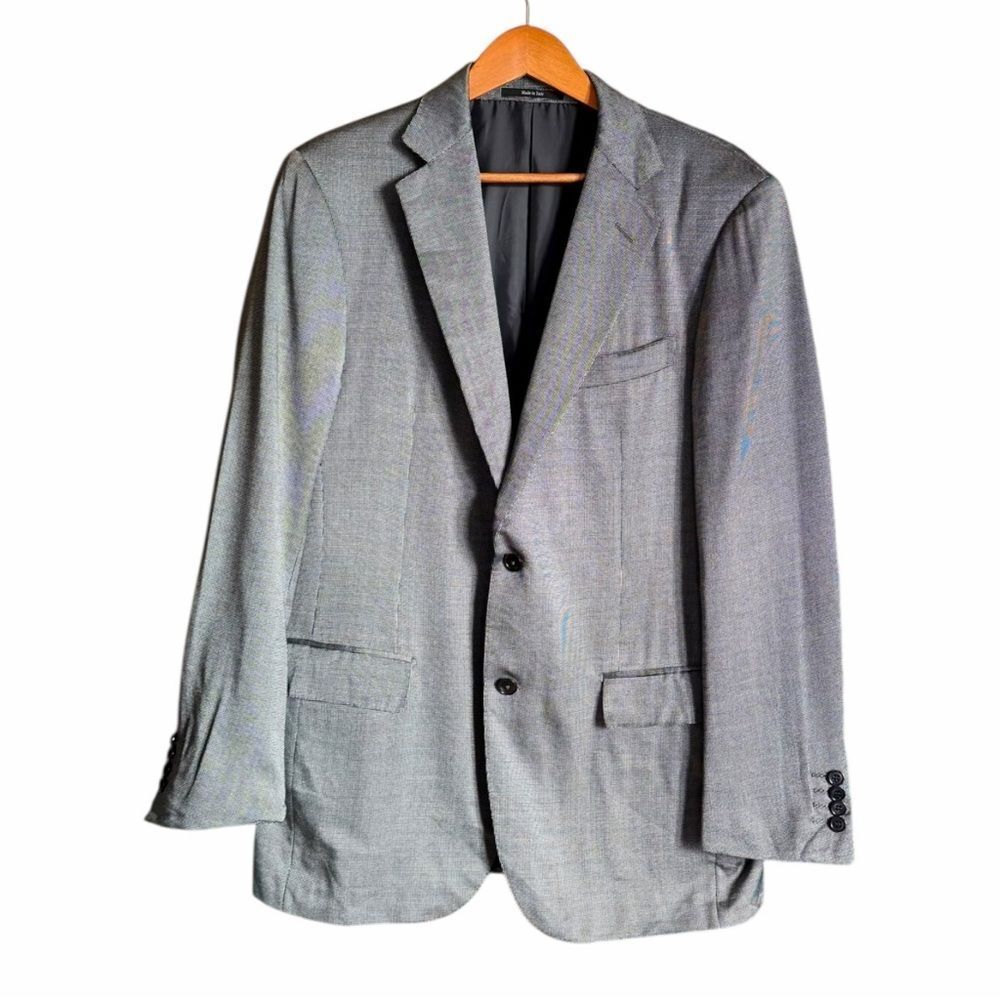 Ermenegildo Zegna Silk Wool Birdseye Sport Coat Blazer Black White 50R Italy